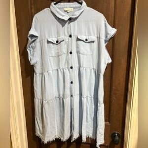 Umgee Sky Blue Collared Dress